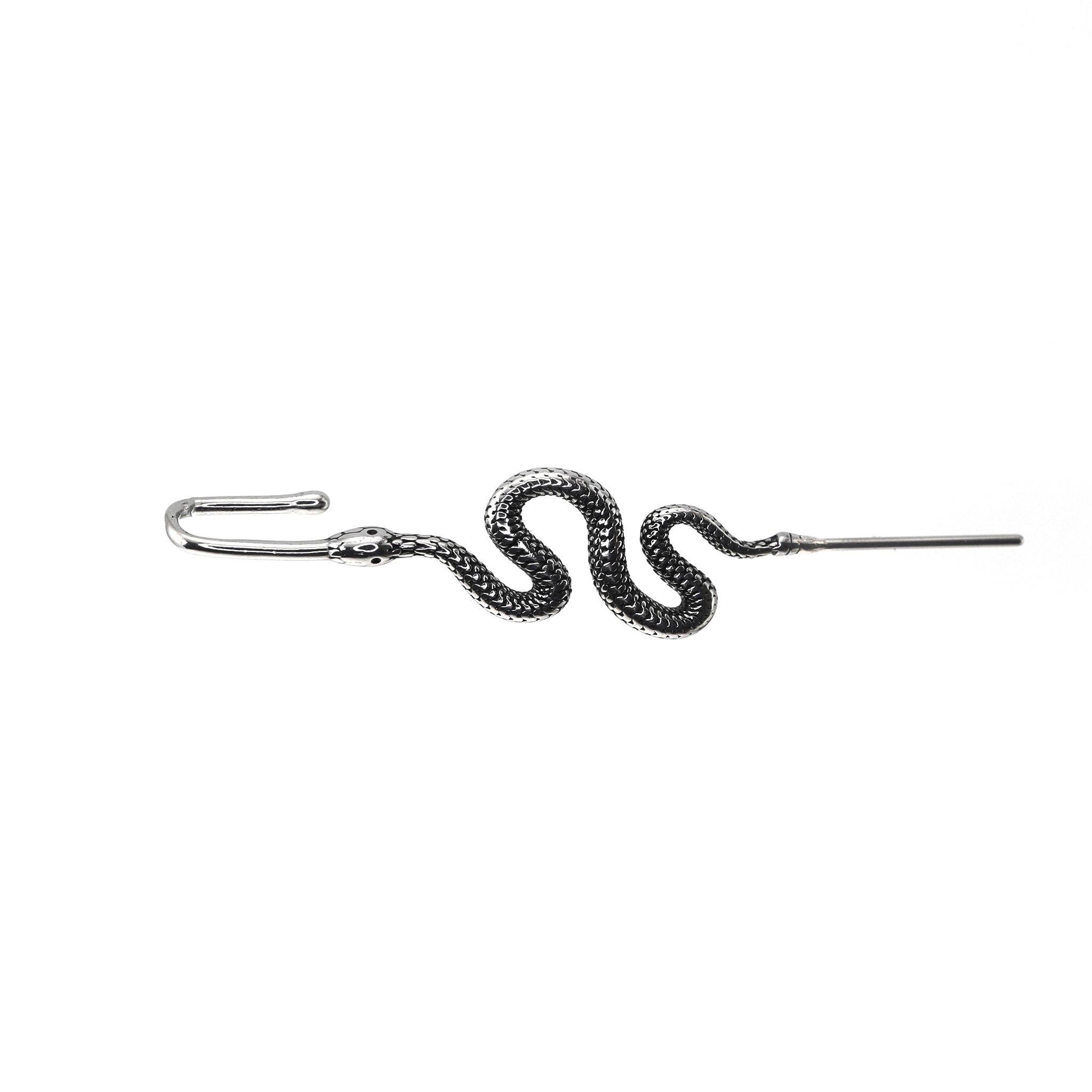 Single Ear Engraved Snake Stainless steel Ear Climber - Single Ear Engraved Snake Stainless steel Ear Climber - Default Title by CRUXJEWELRY