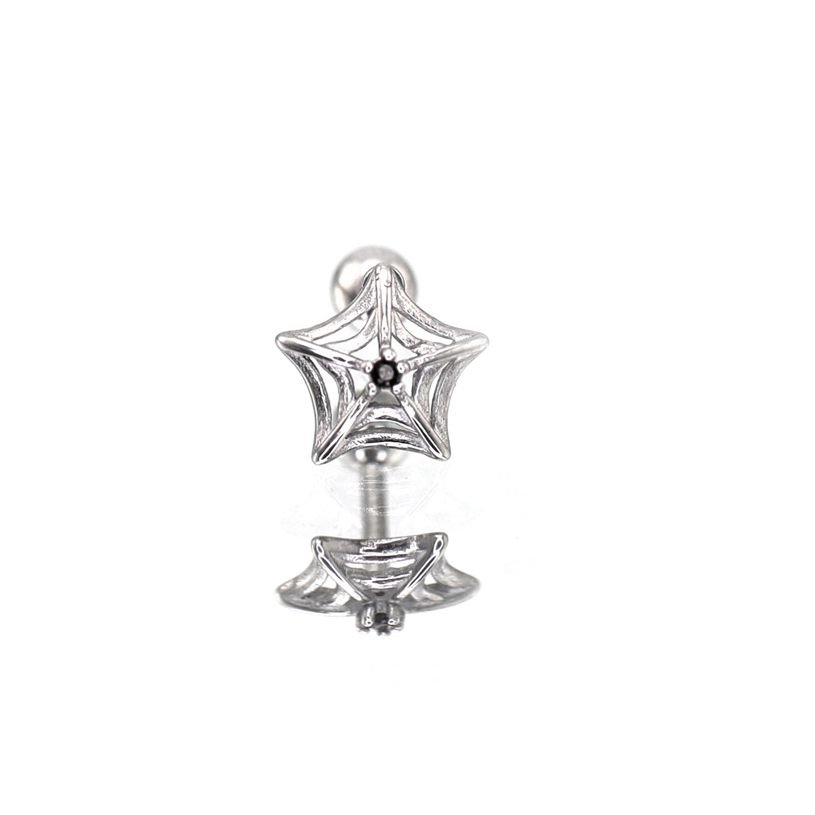 3D Openwork Spider Web CZ Stainless steel Ear Studs - 3D Openwork Spider Web CZ Stainless steel Ear Studs - Single by CRUXJEWELRY