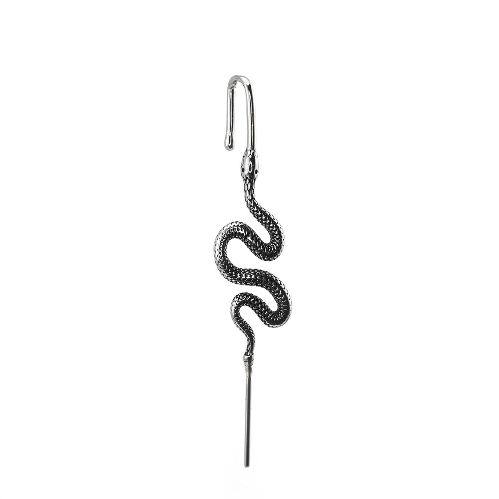 Single Ear Engraved Snake Stainless steel Ear Climber - Single Ear Engraved Snake Stainless steel Ear Climber - Default Title by CRUXJEWELRY