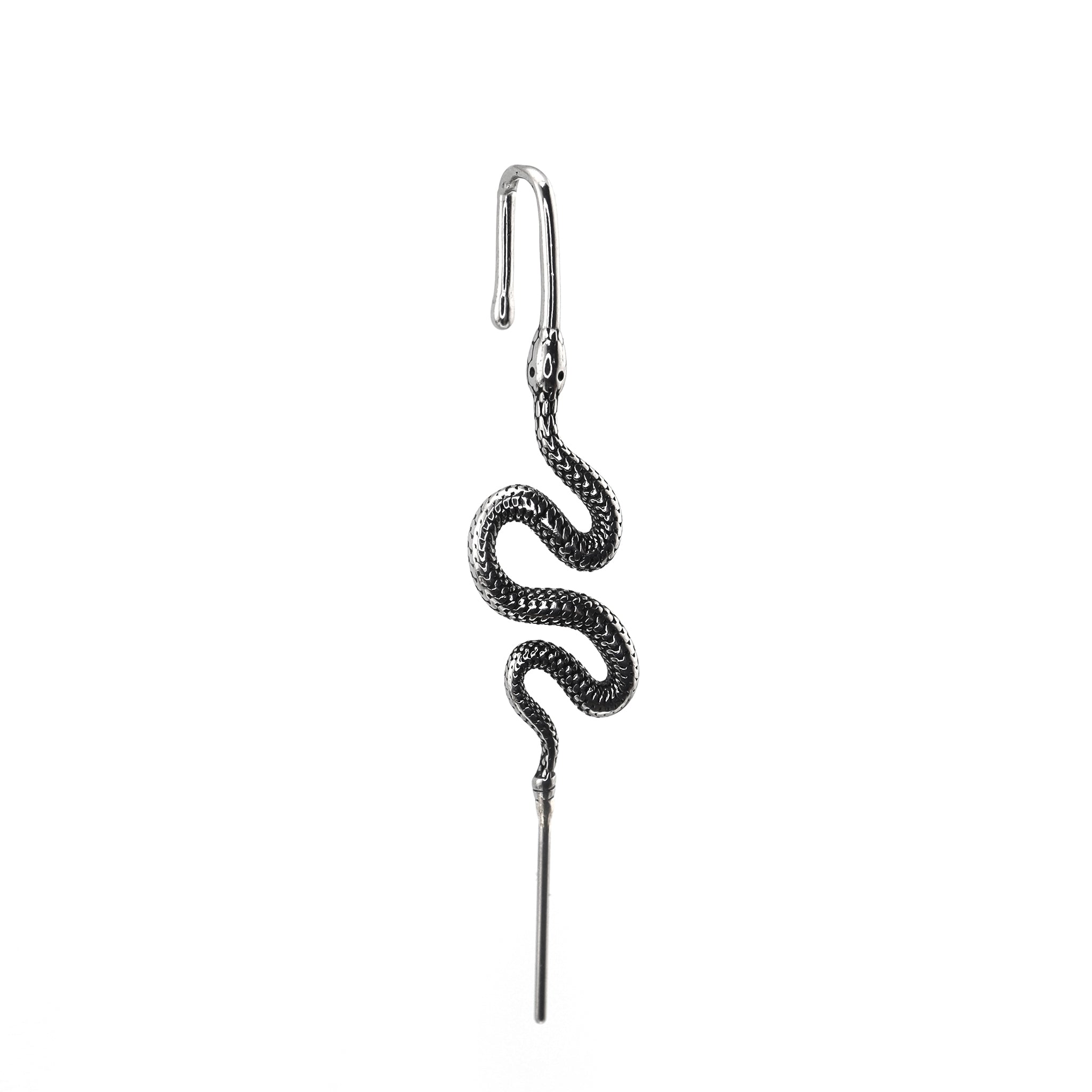 Single Ear Engraved Snake Stainless steel Ear Climber - Single Ear Engraved Snake Stainless steel Ear Climber - Default Title by CRUXJEWELRY