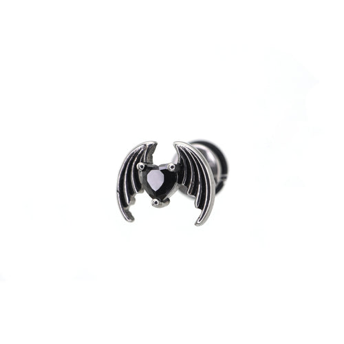 Bat Black CZ Stainless Steel Ear Stud - product overview