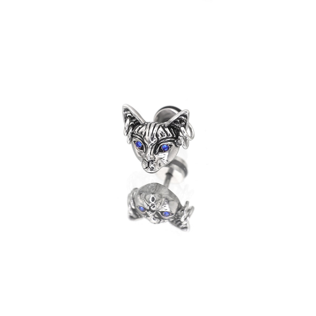 Blue Eye Cat Ear Stainless Steel Ear Stud - Blue Eye Cat Ear Stainless Steel Ear Stud - Default Title by CRUXJEWELRY