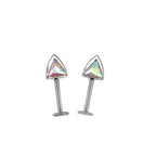 Paws & Purrs - PAIR OF Cat Ear CZ Internally Threaded Titanium Ear Stud - Paws & Purrs - PAIR OF Cat Ear CZ Internally Threaded Titanium Ear Stud - AB Coating / 6mm by CRUXJEWELRY